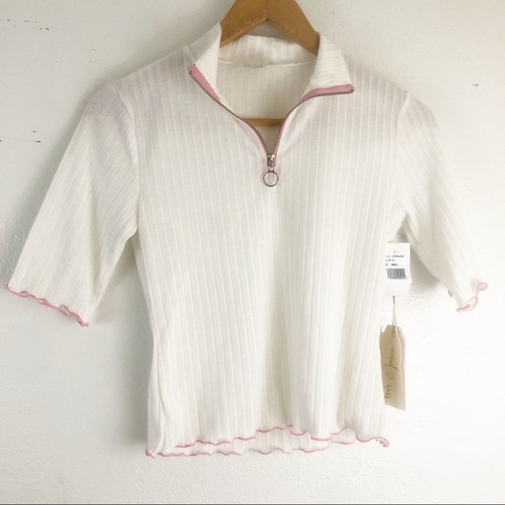 Love & piece zip mock next Ivy pink hem top size S. New with tags